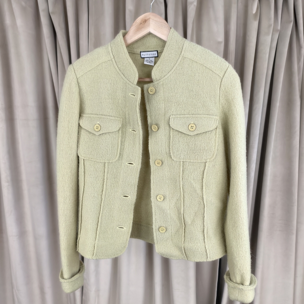 Mythology Light Pastel Green Wool Jacket - Picture 5 of 8